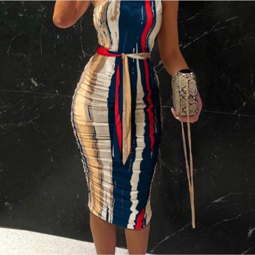 🍃🌹🍃ABSTRACT ONE SHOULDER DRESS🍃 - Picture 3 of 3